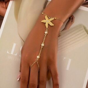 Gold Starfish Hand Chain Bracelet